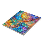 Kleurrijke veelkleurige Abstracte 75 twist Tegeltje (Zijkant)