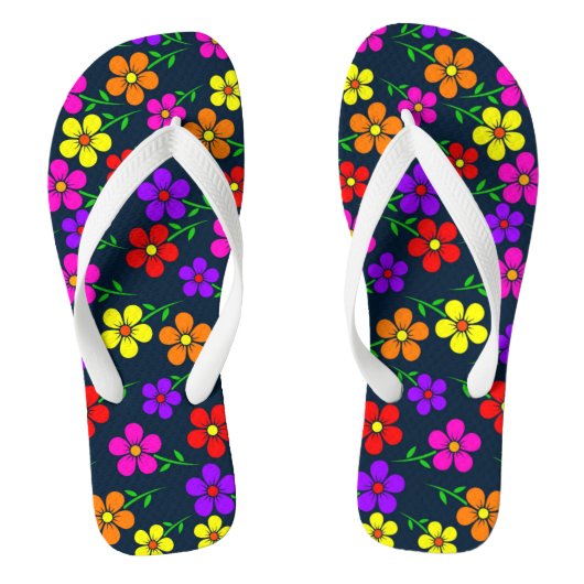 Kleurrijke veelkleurige bloemen patroon-34654 teenslippers (Voetbed)