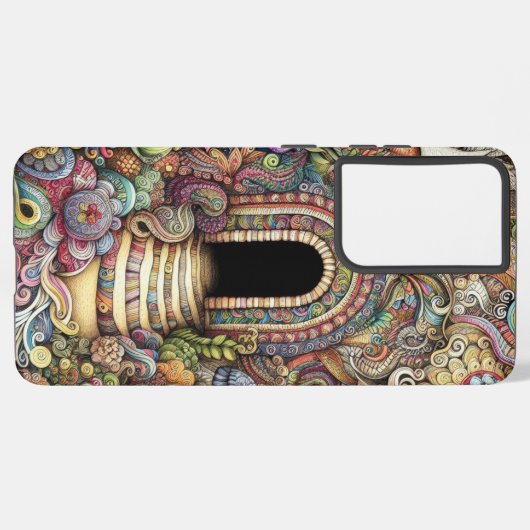 Kleurrijke veelkleurige grot doedel ontwerp samsung galaxy hoesje (Linkerkant)