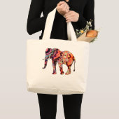 Kleurrijke veelkleurige olifant grote tote bag (Voorkant (product))