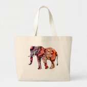 Kleurrijke veelkleurige olifant grote tote bag (Voorkant)