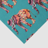 Kleurrijke veelkleurige olifant op Blauwgroen acht Tissuepapier (Detail)