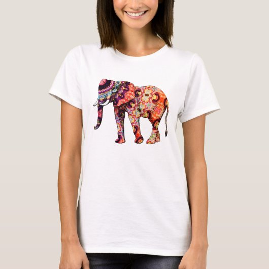Kleurrijke veelkleurige olifant t-shirt (Voorkant)