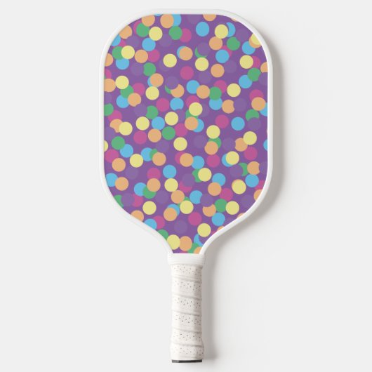 Kleurrijke Veelkleurige Polka-Stippen Patroon op P Pickleball Paddle (Voorkant)