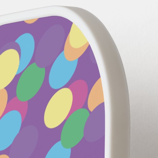 Kleurrijke Veelkleurige Polka-Stippen Patroon op P Pickleball Paddle (Links Detail)