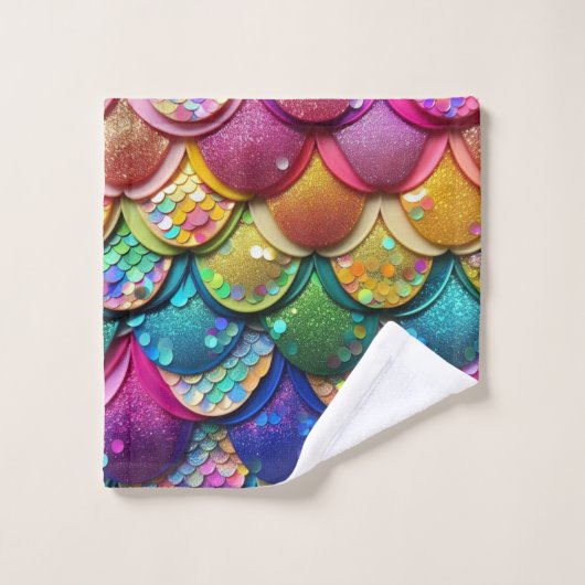 Kleurrijke veelkleurige regenboog zeemeermin staar bad handdoek (Wasdoekje)