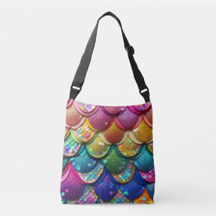 Kleurrijke veelkleurige regenboog zeemeermin staar crossbody tas