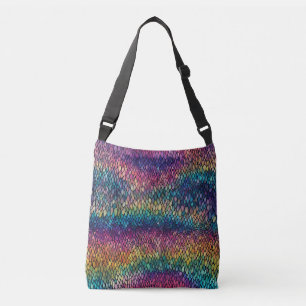 Kleurrijke veelkleurige regenboog zeemeermin staar crossbody tas