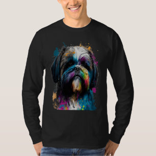kleurrijke veelkleurige Shih Tzu Portret T-shirt