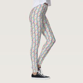 Kleurrijke veer en kralen boho patroon leggings