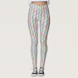 Kleurrijke veer en kralen boho patroon leggings