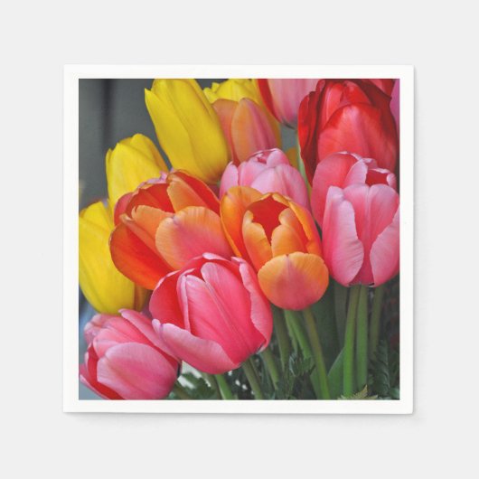 Kleurrijke veertulpen servet (Voorkant)
