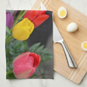 Kleurrijke veertulpen theedoek (Quarter Fold)