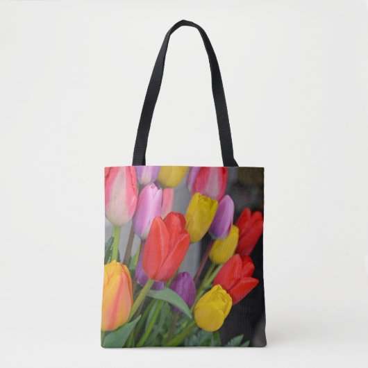 Kleurrijke veertulpen tote bag (Voorkant)
