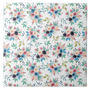 Kleurrijke veestbloemen patteren tegeltje