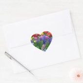 Kleurrijke veestbloementuin hart sticker (Envelop)
