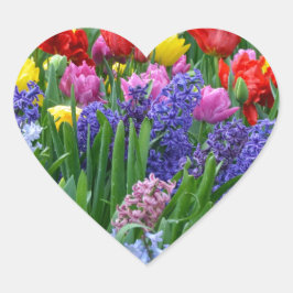 Kleurrijke veestbloementuin hart sticker