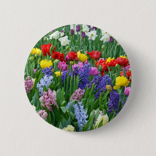 Kleurrijke veestbloementuin ronde button 5,7 cm (Voorkant)