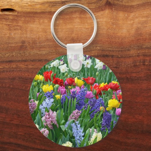 Kleurrijke veestbloementuin sleutelhanger (Voorkant)