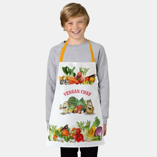 Kleurrijke Vegan Chef Custom tekst Kinderen' Schort (Gedragen)