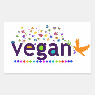 Kleurrijke Vegan Rechthoekige Sticker