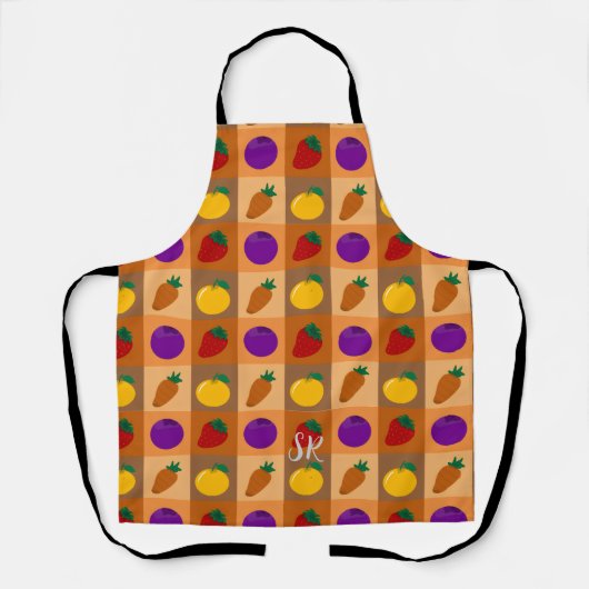 Kleurrijke Veggie Pattern Schort (Voorkant)