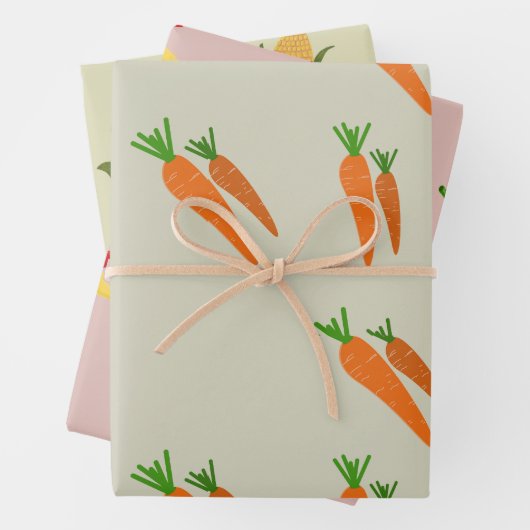 Kleurrijke Veggie Wrapping Paper Pack (In situ)
