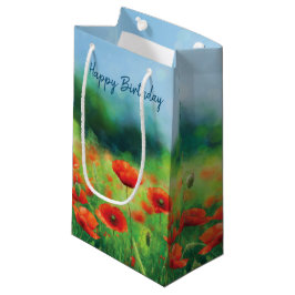 Kleurrijke Veld met Poppies Kleine Gift Bag Klein Cadeauzakje