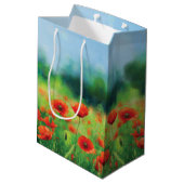 Kleurrijke Veld met Poppies Medium Gift Bag Medium Cadeauzakje (Achterkant Gekanteld)