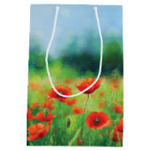 Kleurrijke Veld met Poppies Medium Gift Bag Medium Cadeauzakje (Achterkant)