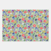 Kleurrijke veldbloemen die papiersetbedekking ompa inpakpapier vel (Voorkant 3)