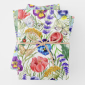 Kleurrijke veldbloemen die papiersetbedekking ompa inpakpapier vel (In situ)