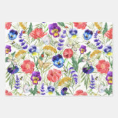 Kleurrijke veldbloemen die papiersetbedekking ompa inpakpapier vel (Voorkant)