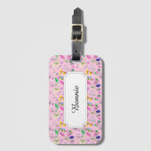 Kleurrijke Veldbloemen op roze Bagagelabel (Voorkant (verticaal))