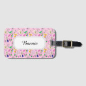 Kleurrijke Veldbloemen op roze Bagagelabel (Voorkant (horizontaal))