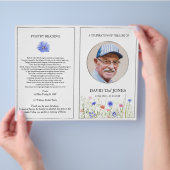 Kleurrijke veldbloemen Zilveren Foto Overlijdensbe Flyer (Hand)