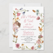 Kleurrijke veldbloemenkrans en fee verjaardag kaart (Voorkant)