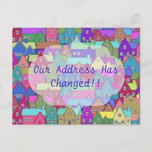 Kleurrijke Vele Huizen Verandering van Adres Brief Aankondigingskaart (Voorkant)