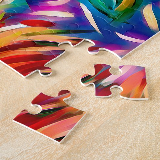 kleurrijke ventilator Acrylverf Moderne Floral Legpuzzel (Zijkant)