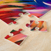 kleurrijke ventilator Acrylverf Moderne Floral Legpuzzel (Zijkant)