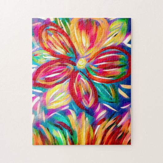 kleurrijke ventilator Acrylverf Moderne Floral Legpuzzel (Verticaal)