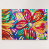 kleurrijke ventilator Acrylverf Moderne Floral Legpuzzel (Horizontaal)