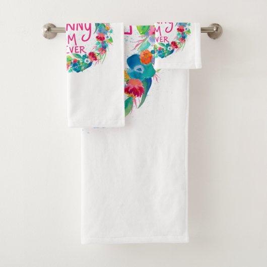 Kleurrijke ventilator met beste F*cking mam ooit Bad Handdoek (Insitu)