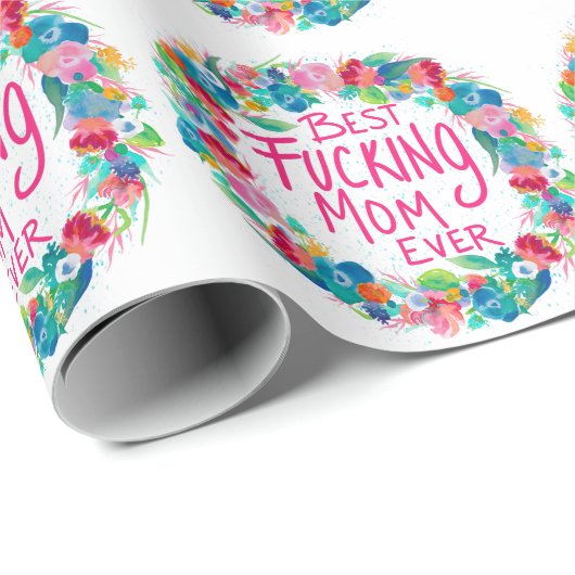 Kleurrijke ventilator met beste F*cking mam ooit Cadeaupapier (Rol Hoek)