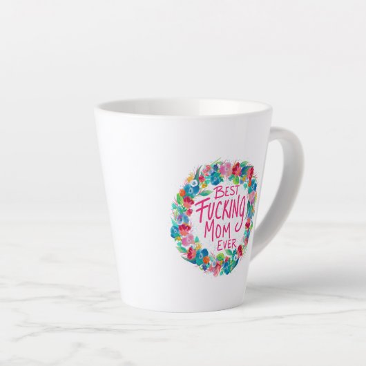 Kleurrijke ventilator met beste F*cking mam ooit Latte Mok (Rechterhoek)