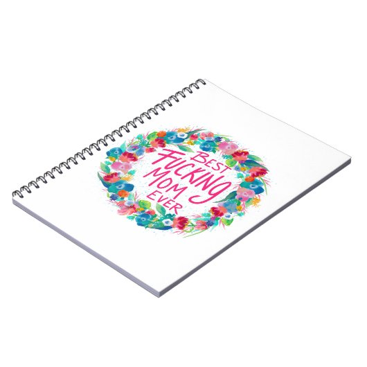 Kleurrijke ventilator met beste F*cking mam ooit Notitieboek (Linkerzijde)