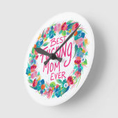 Kleurrijke ventilator met beste F*cking mam ooit Ronde Klok (Hoek)