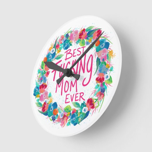 Kleurrijke ventilator met beste F*cking mam ooit Ronde Klok (Hoek)