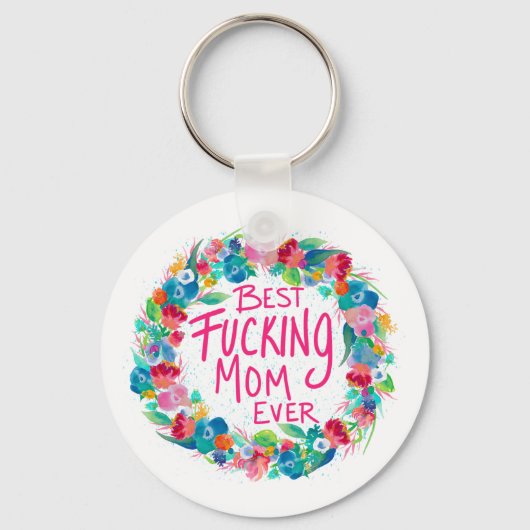 Kleurrijke ventilator met beste F*cking mam ooit Sleutelhanger (Achterkant)