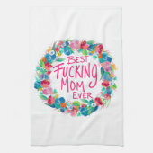 Kleurrijke ventilator met beste F*cking mam ooit Theedoek (Verticaal)